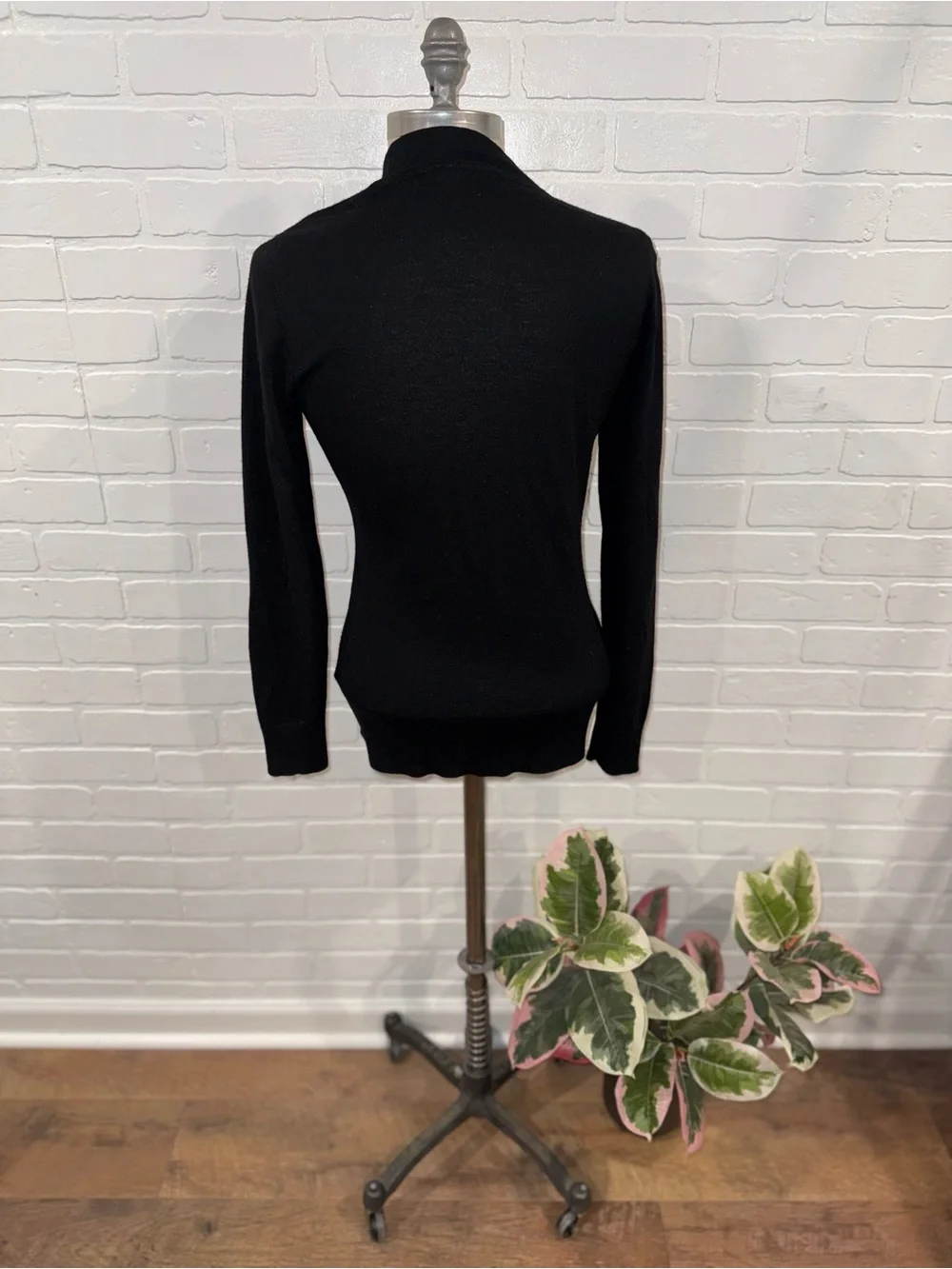 Tory Burch Merino Wool Black Sweater with Oversized Gold Logo Buttons *Flaws